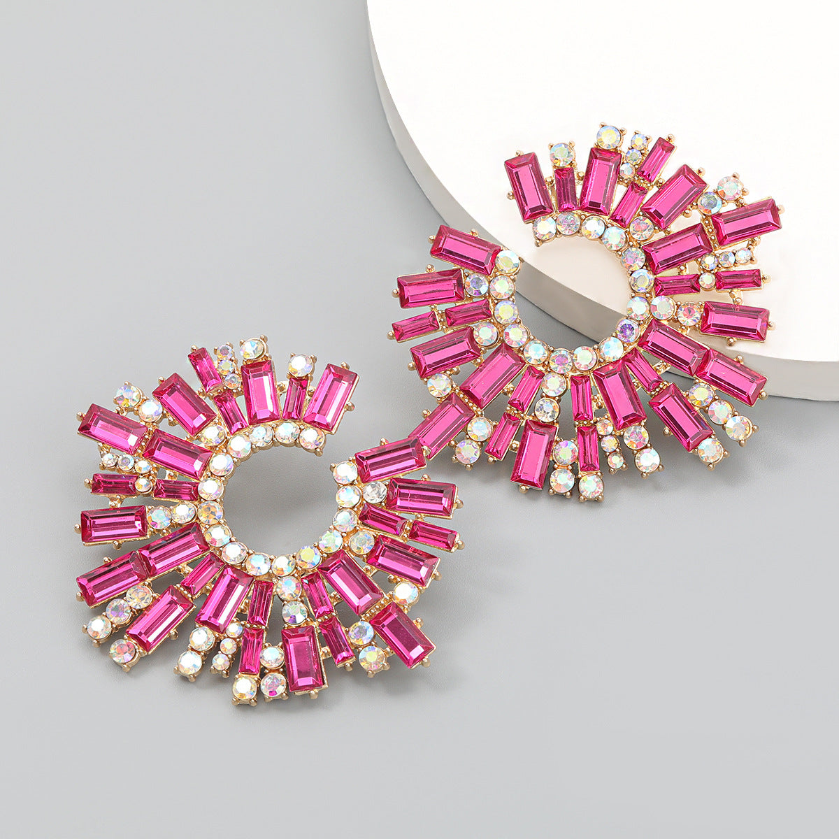 Wholesale Water Diamond Sunflower Alloy Earrings